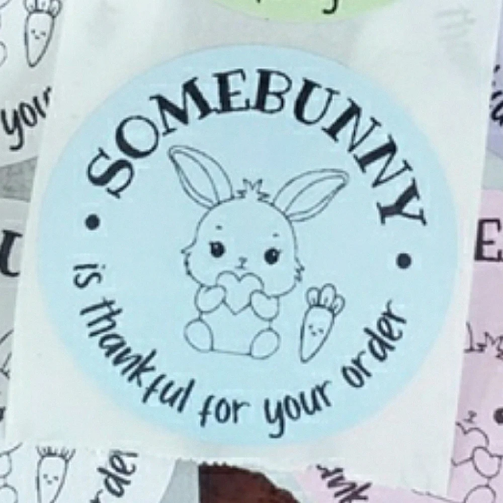 3/$15 Set of 50 EASTER SPRING BUNNY THANK YOU STICKERS LARGE 2 Inch Mixed Colors